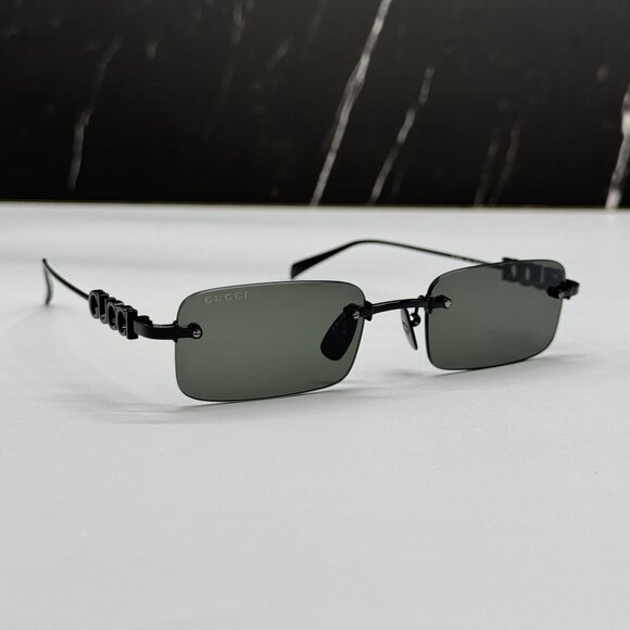 NEW GUCCI SUNGLASSES BLACK UNISEX RECTANGLE EYEWEAR GUCCI GG1808S 001 main image 4